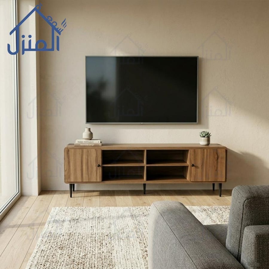 طاولة تلفزيون مودرن خشب بتصميم عملي