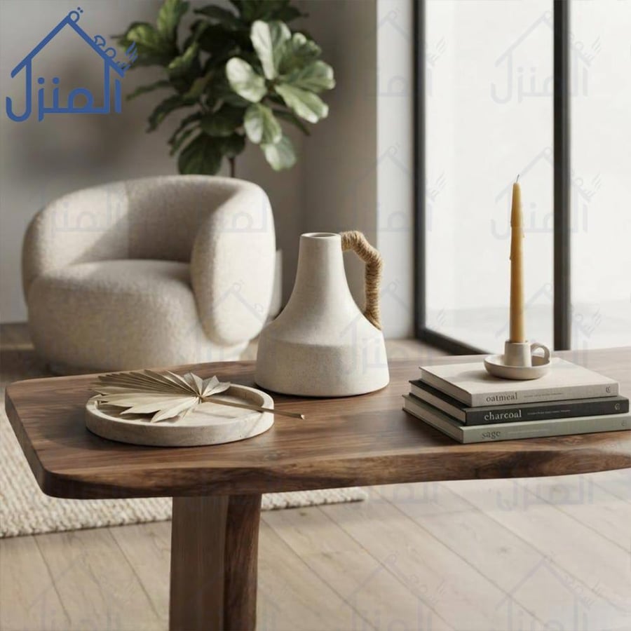 فازة ديكور بتصميم عضوي ومقبض حبل جانبي بلمسة فنية معاصرة