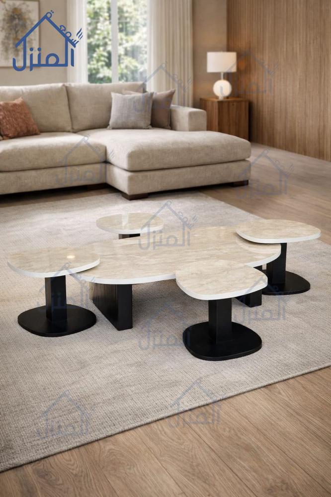 طقم طاولات قهوة بتصميم عضوي فاخر