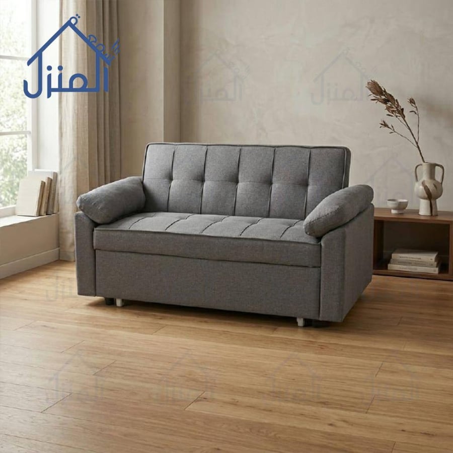 كنبة ثنائية فاخرة باللون الرمادي تصميم مودرن عملي