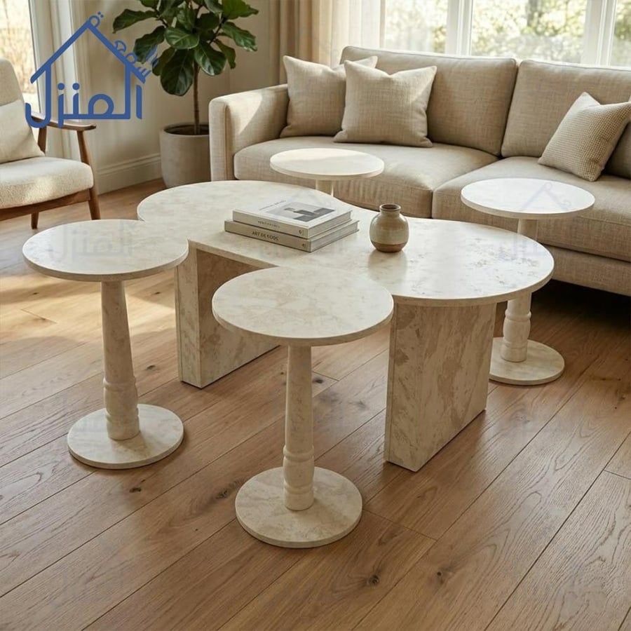 طاولة مجالس مودرن سطح فورميكا مع 4 طاولات خدمة تصميم فاخر