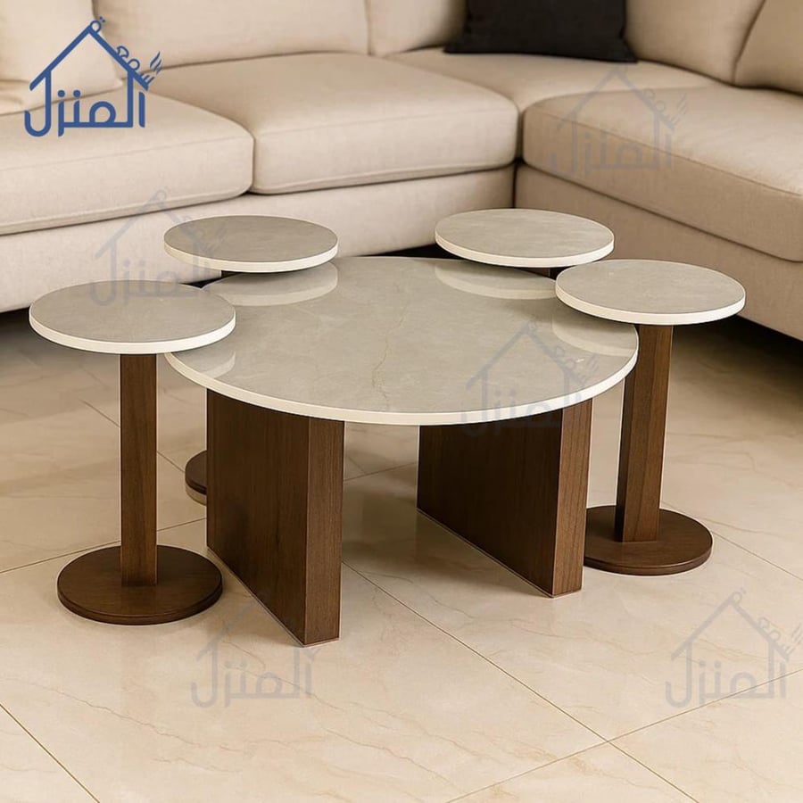 طقم طاولات قهوة بديل الرخام فاخرة