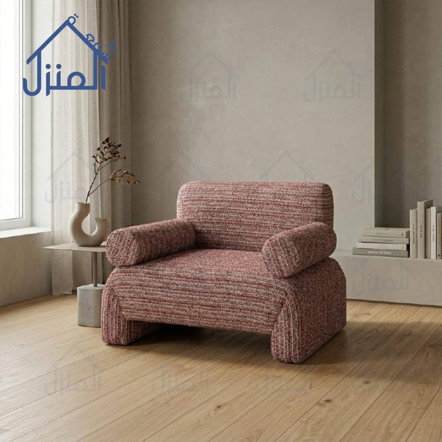 كرسي مودرن فاخر بقماش وردي معتق تصميم عصري