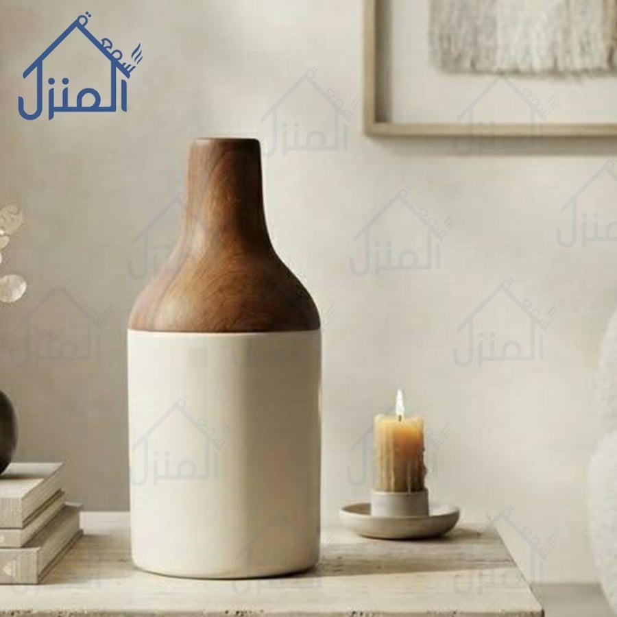 فازة ديكور بتدرج لوني باللونين العاجي والبني بلمسة طبيعية معاصرة