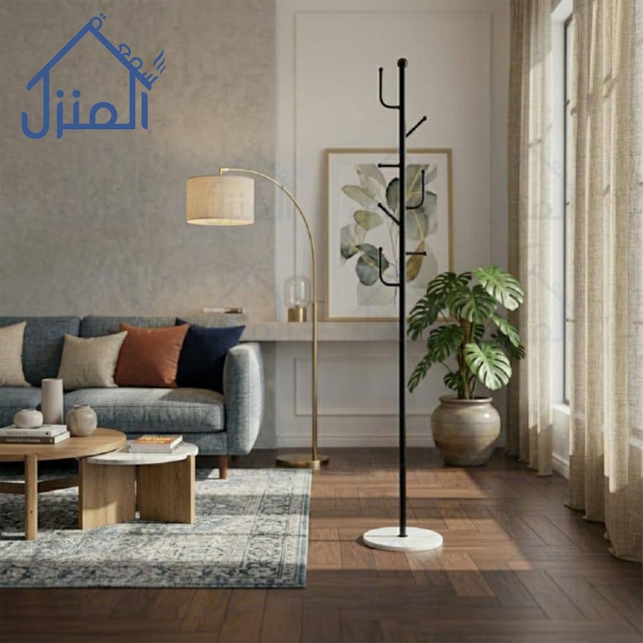 شماعة ملابس أرضية معدنية بتصميم مودرن أنيق للمداخل وغرف النوم