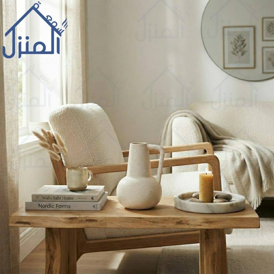 فازة ديكور بتصميم إبريق عصري باللون العاجي للمجالس والطاولات الأنيقة