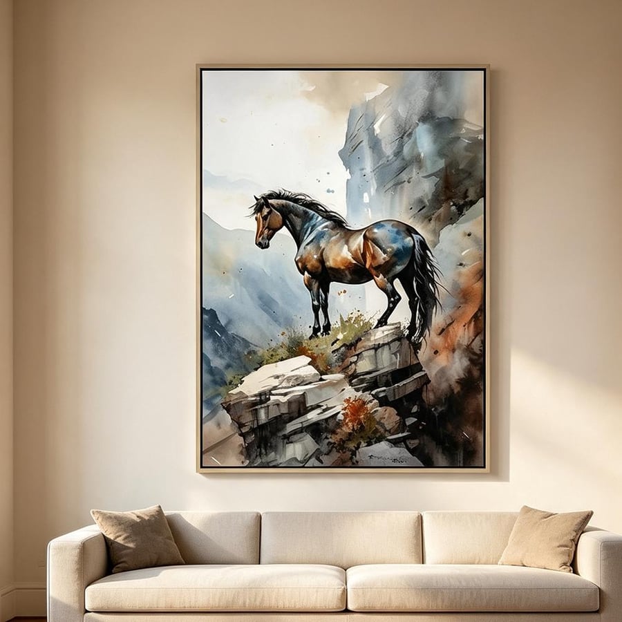 لوحة طولية خيل تصميم مودرن  للصالات  والمجالس