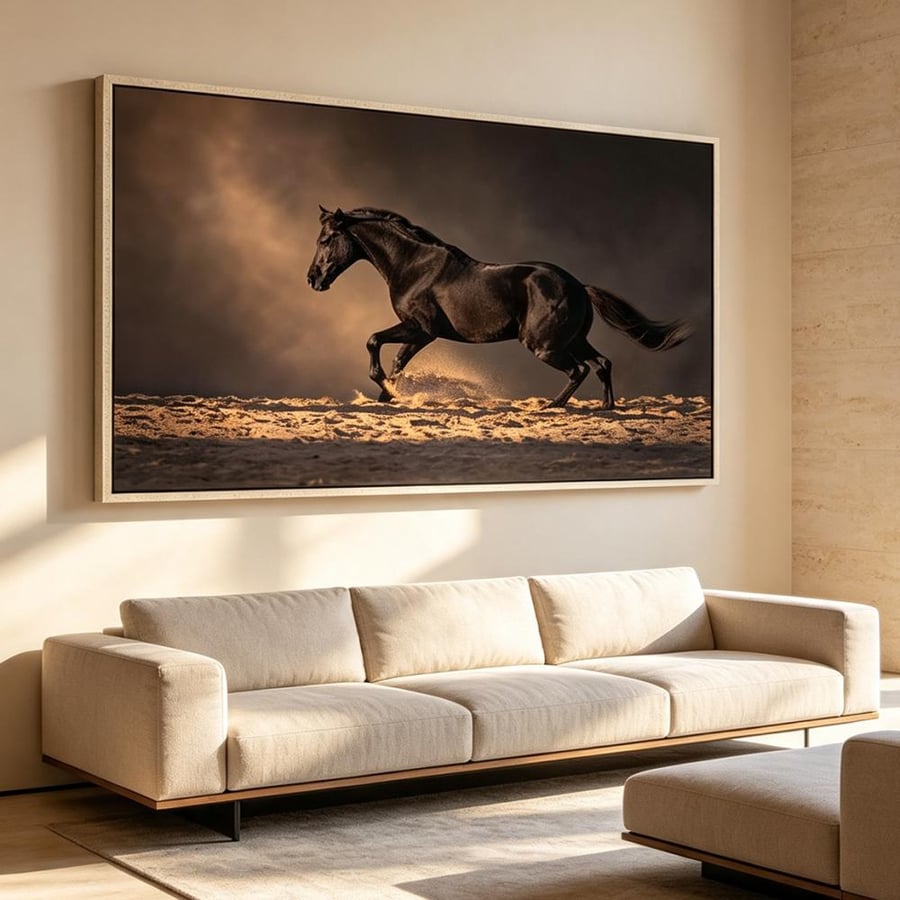 لوحة  عرضية خيل تصميم مودرن آرت
