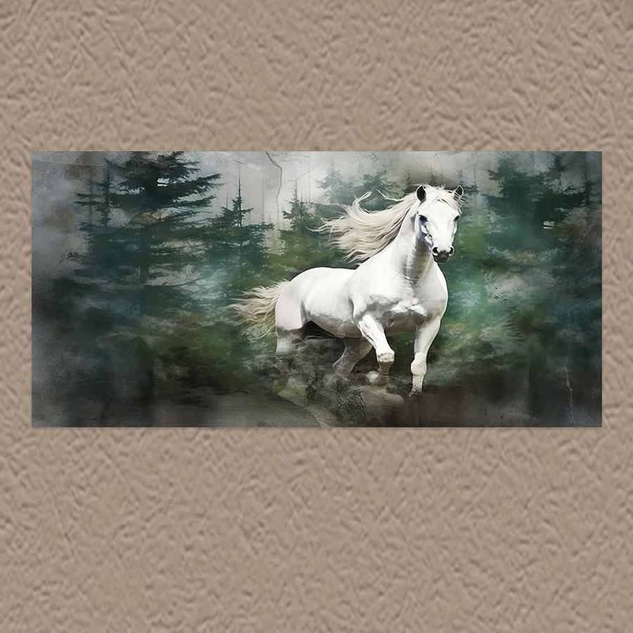 لوحة  عرضية خيل تصميم مودرن آرت