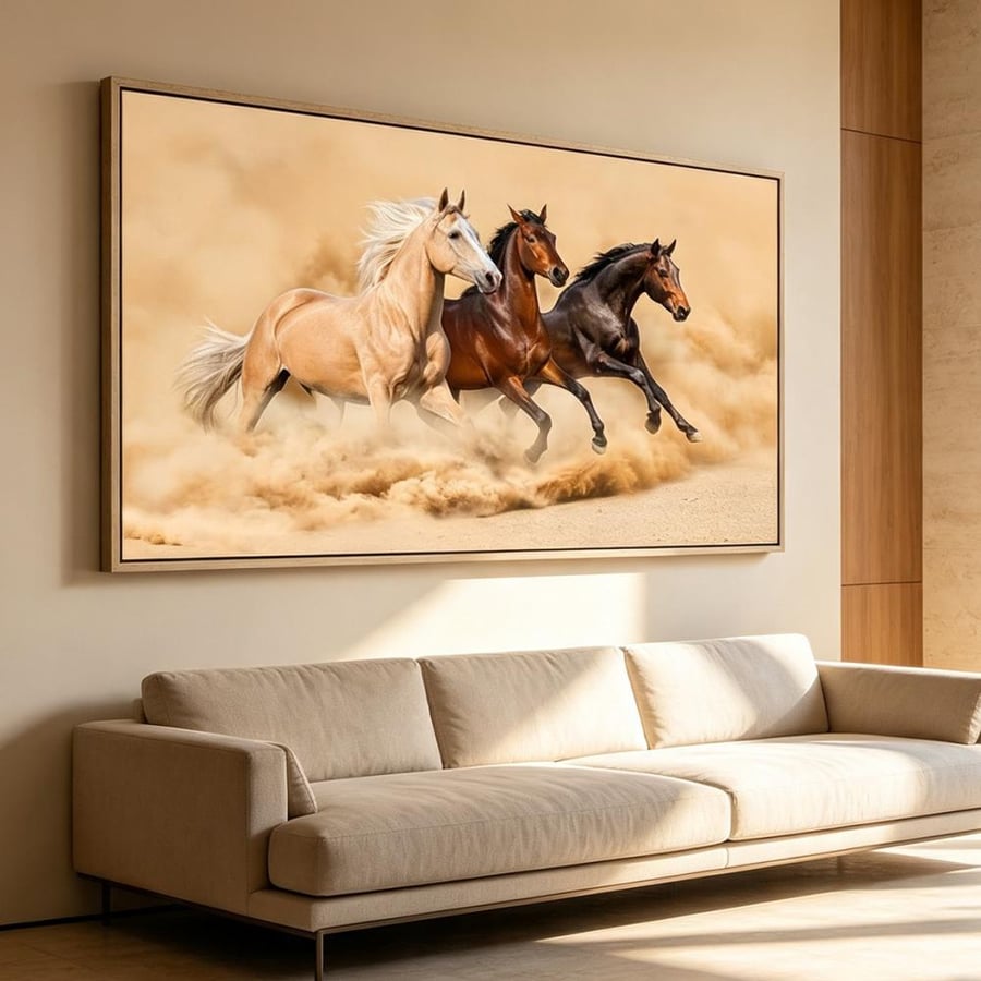 لوحة  عرضية خيل تصميم مودرن آرت