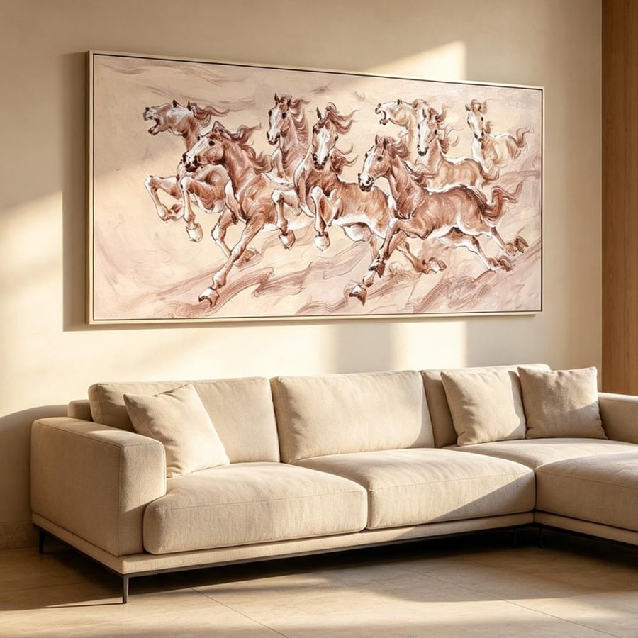لوحة  عرضية خيل تصميم مودرن آرت
