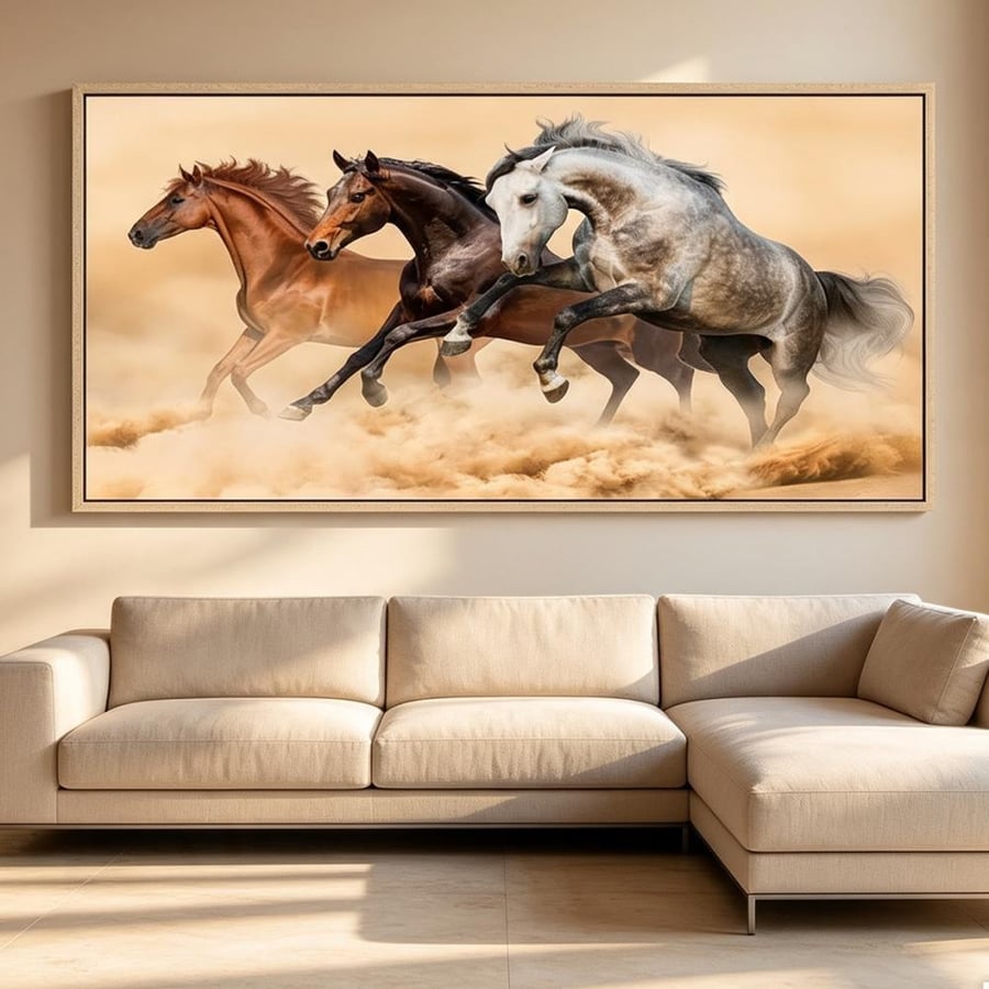 لوحة  عرضية خيل تصميم مودرن آرت