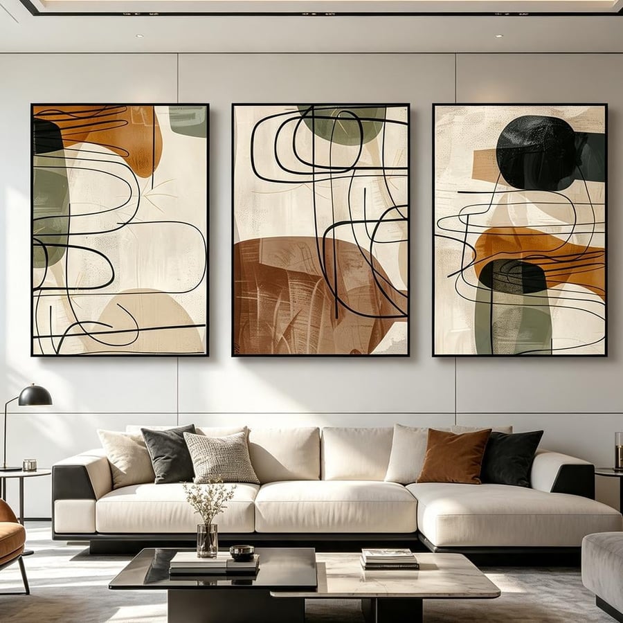 طقم من ثلاث لوحات تصميم مودرن