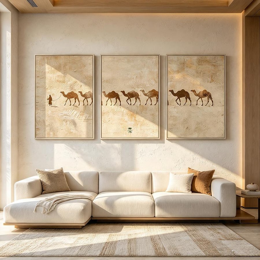 طقم من ثلاث لوحات تصميم تراثي فاخر