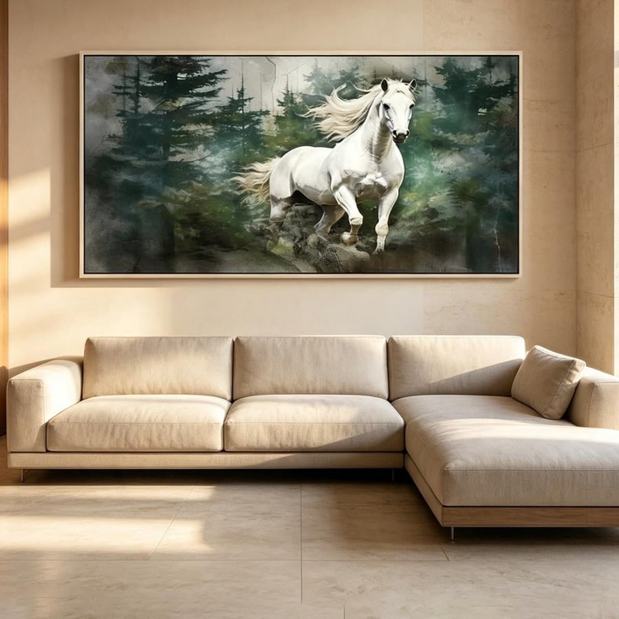 لوحة  عرضية خيل تصميم مودرن آرت