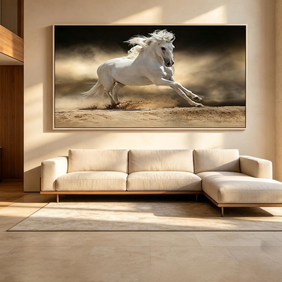 لوحة  عرضية خيل تصميم مودرن آرت