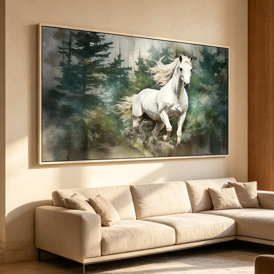 لوحة  عرضية خيل تصميم مودرن آرت