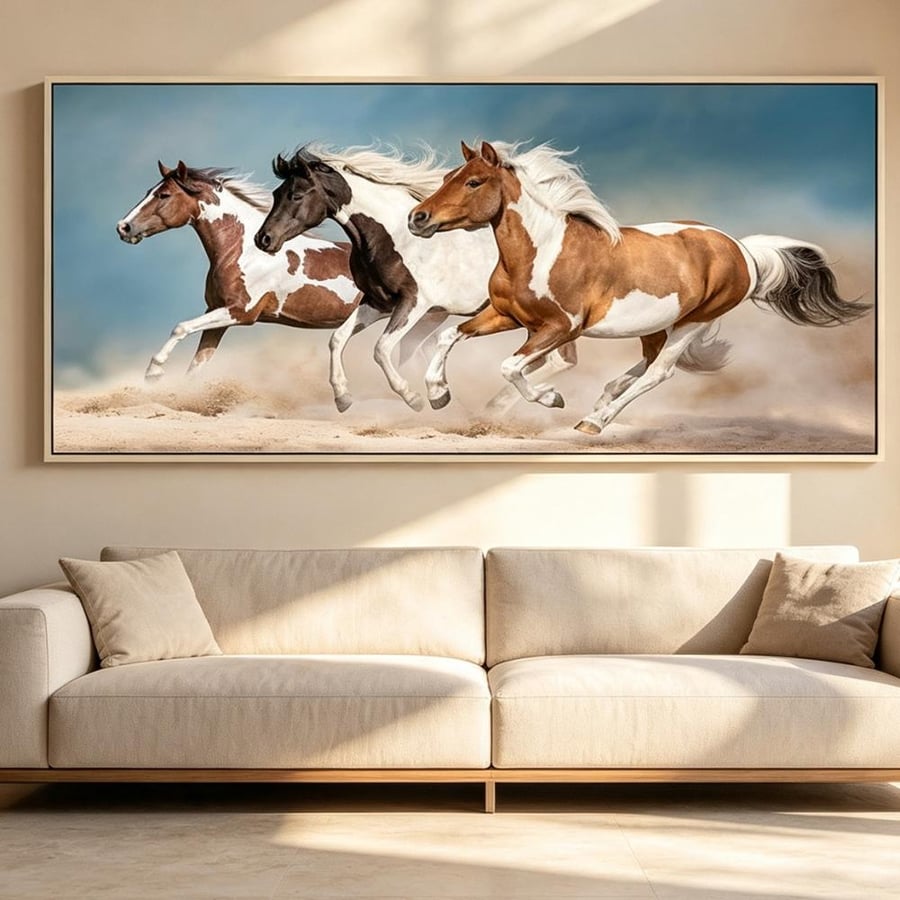 لوحة  عرضية خيل تصميم مودرن آرت
