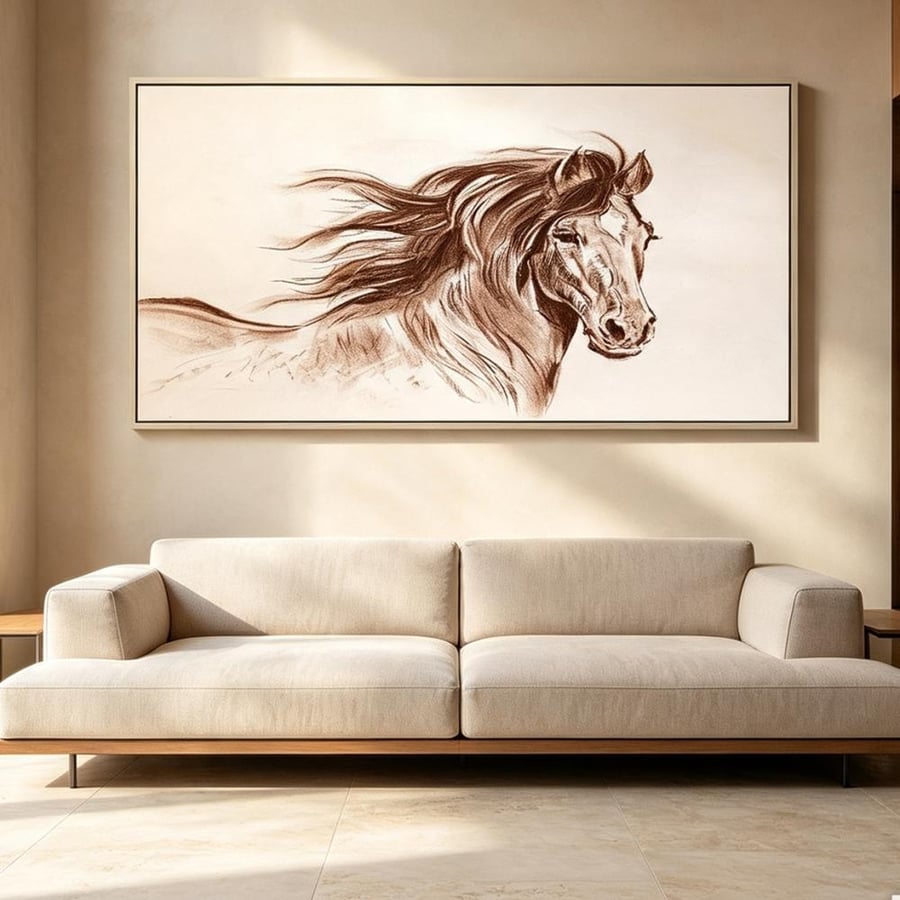 لوحة  عرضية خيل تصميم مودرن آرت