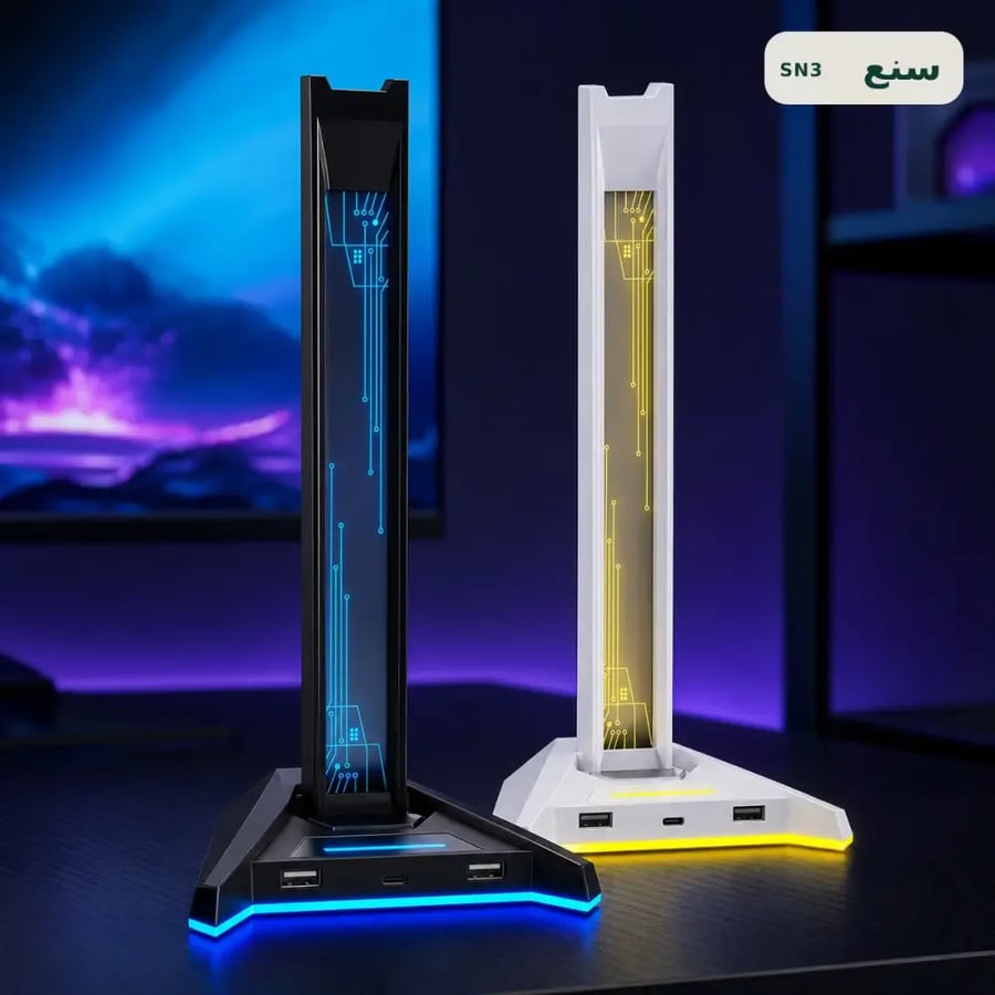 حامل سماعة H74 بإضاءة RGB ومحور USB
