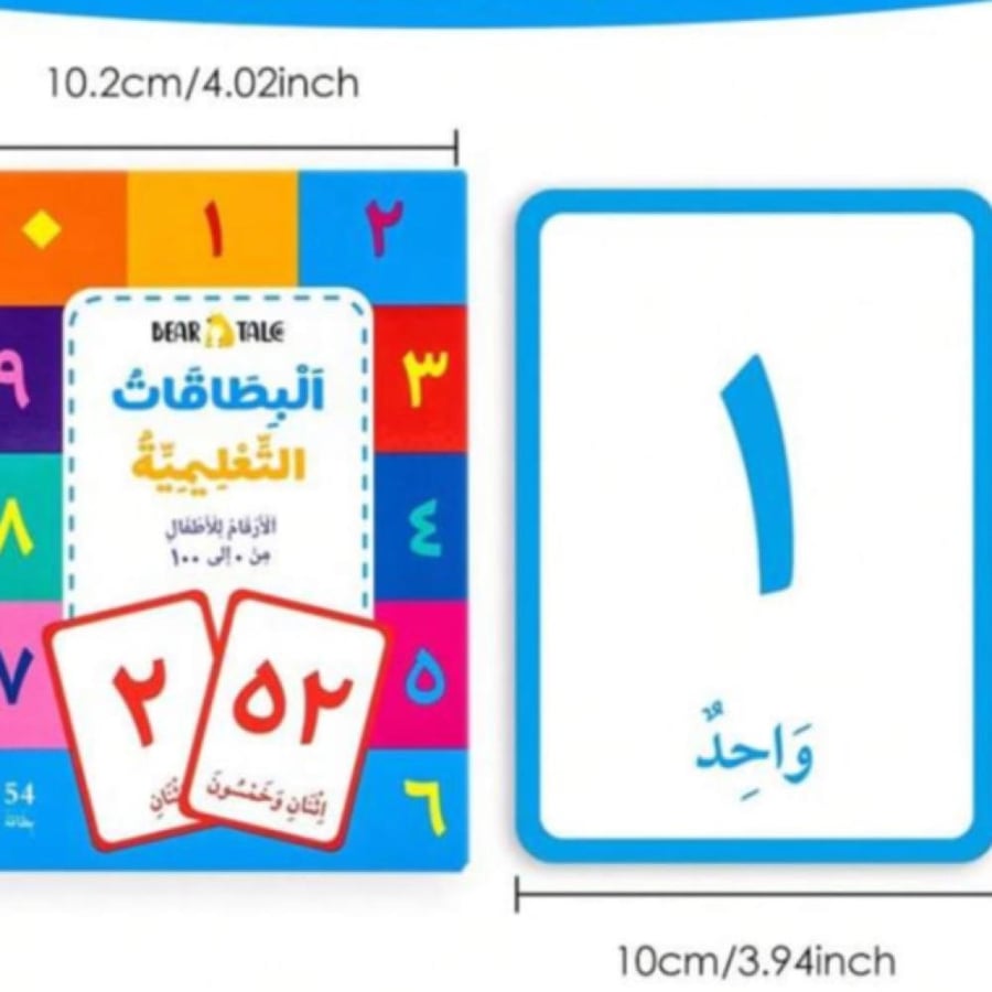 Educational cards for numbers in Arabic