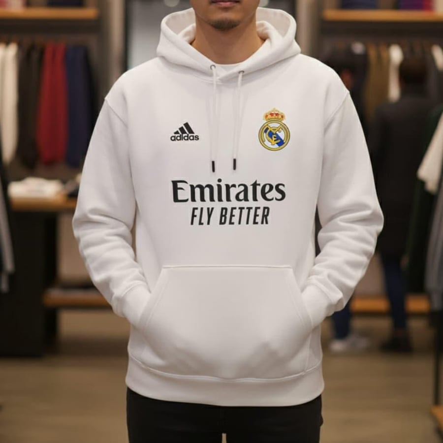 بلوفر ريال مدريد لون ابيض