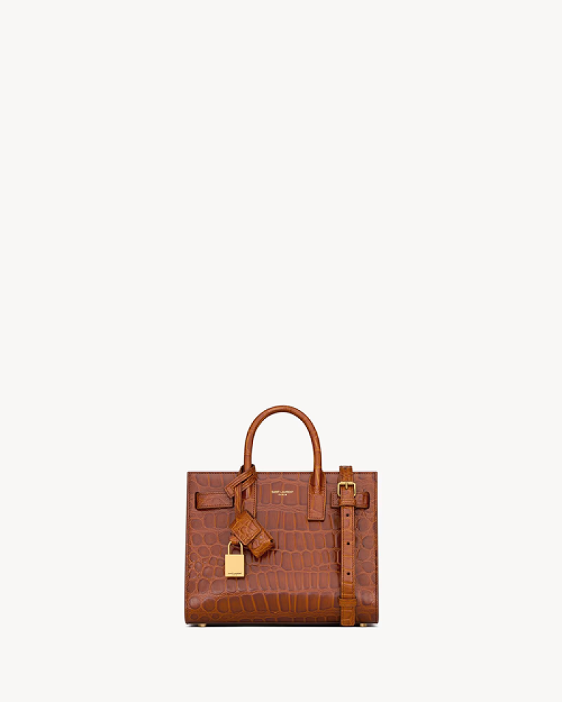 SAC DE JOUR IN CROCODILE-EMBOSSED LEATHER - NANO