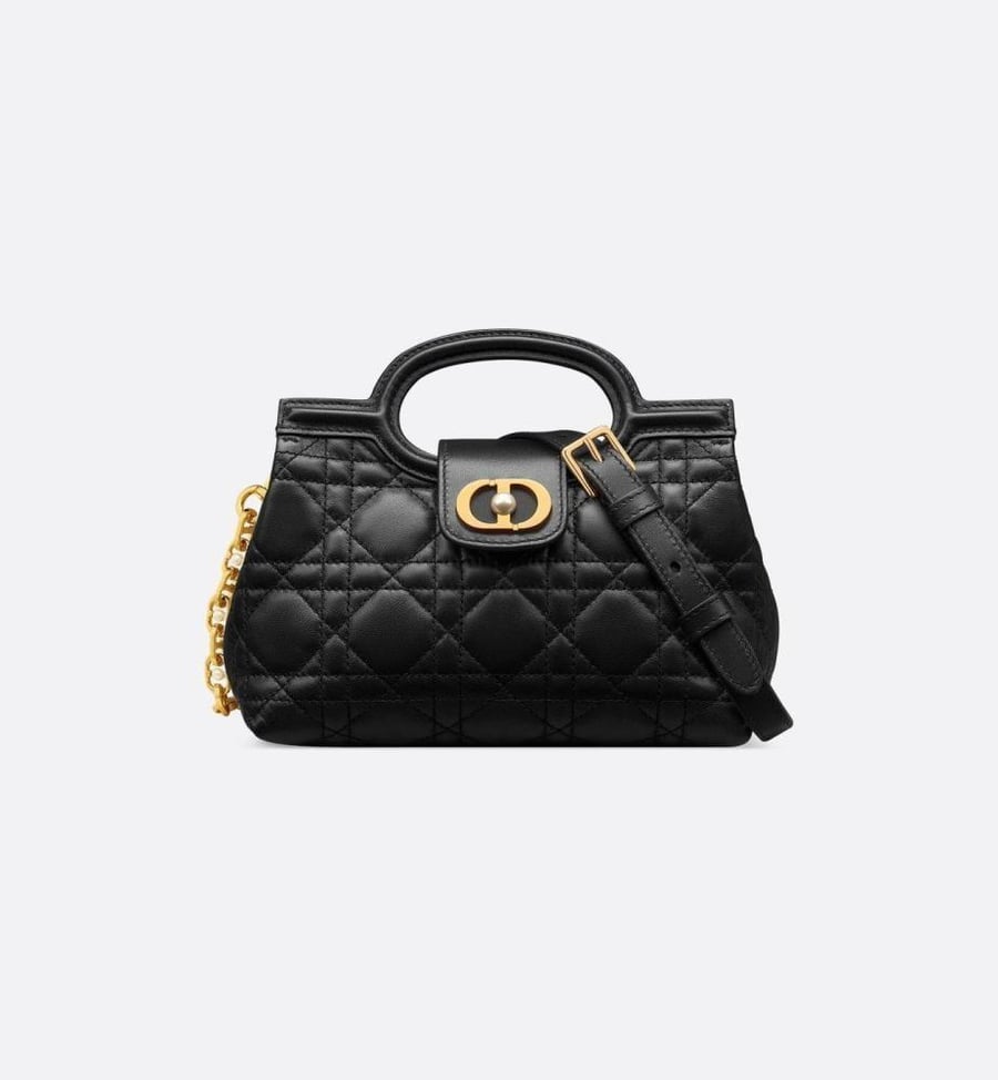 شنطة ديور Dior Jolie Top Handle Mini Bag Black Cannage Lambskin