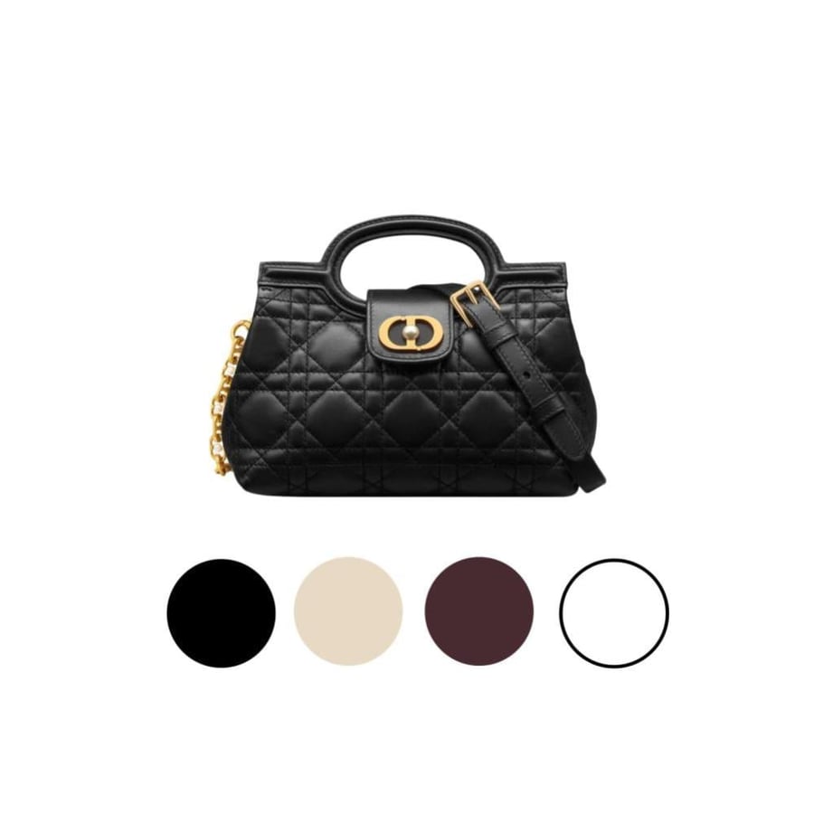 شنطة ديور Dior Jolie Top Handle Mini Bag Black Cannage Lambskin