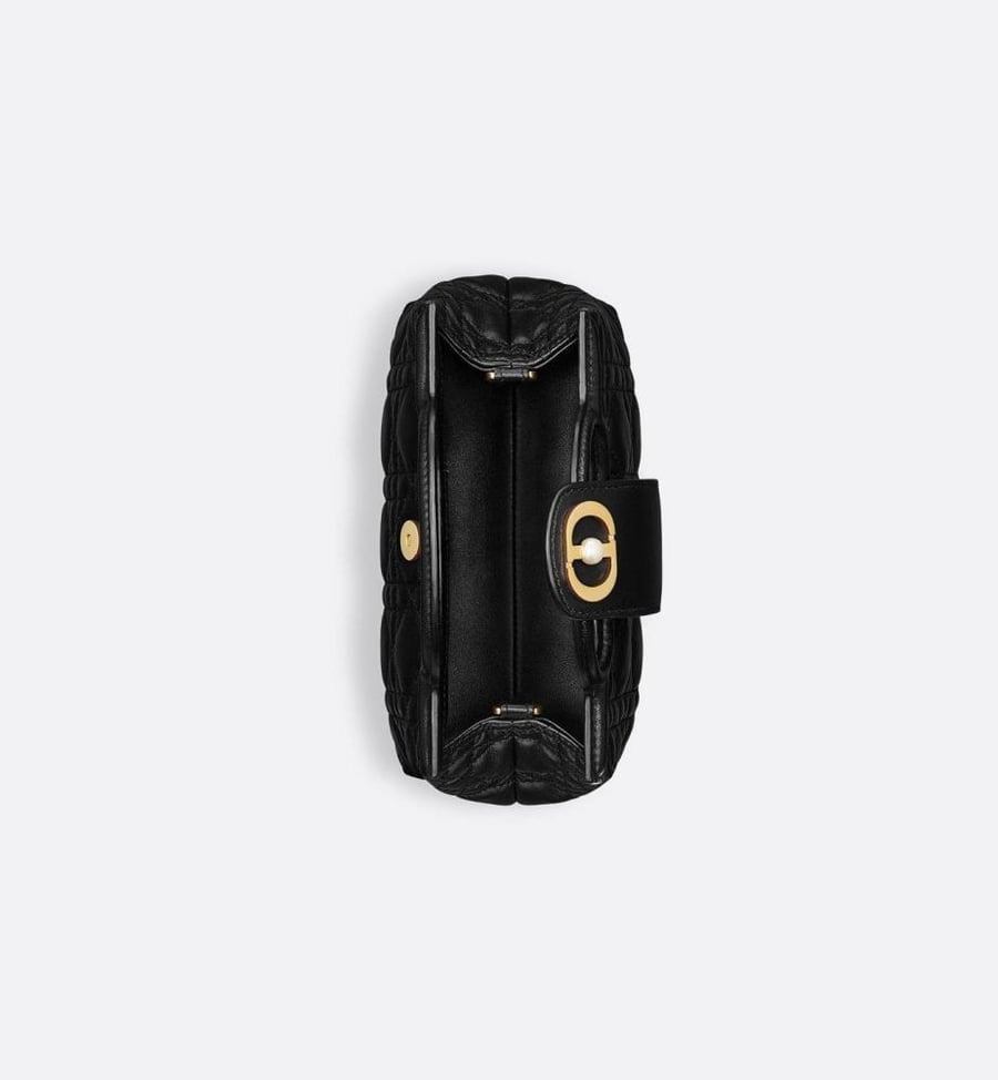 شنطة ديور Dior Jolie Top Handle Mini Bag Black Cannage Lambskin