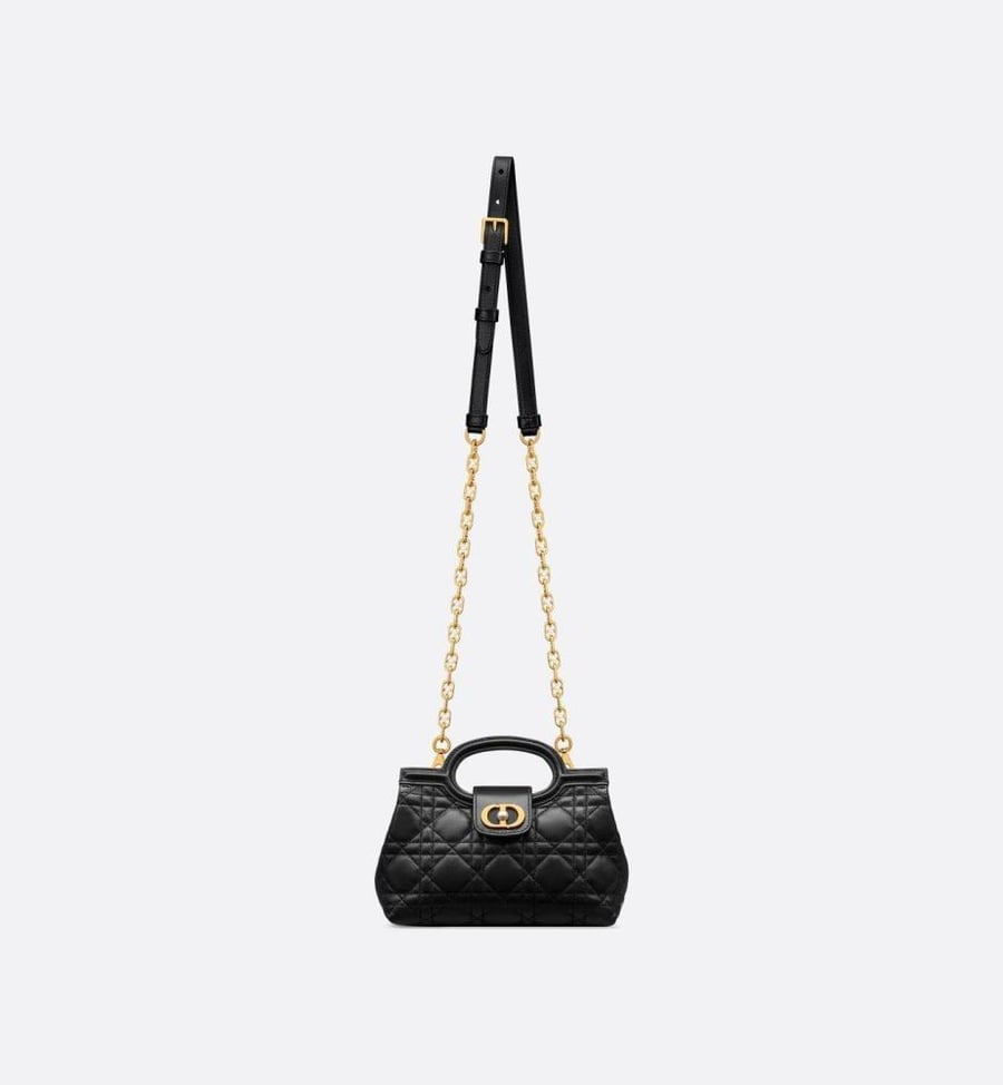 شنطة ديور Dior Jolie Top Handle Mini Bag Black Cannage Lambskin