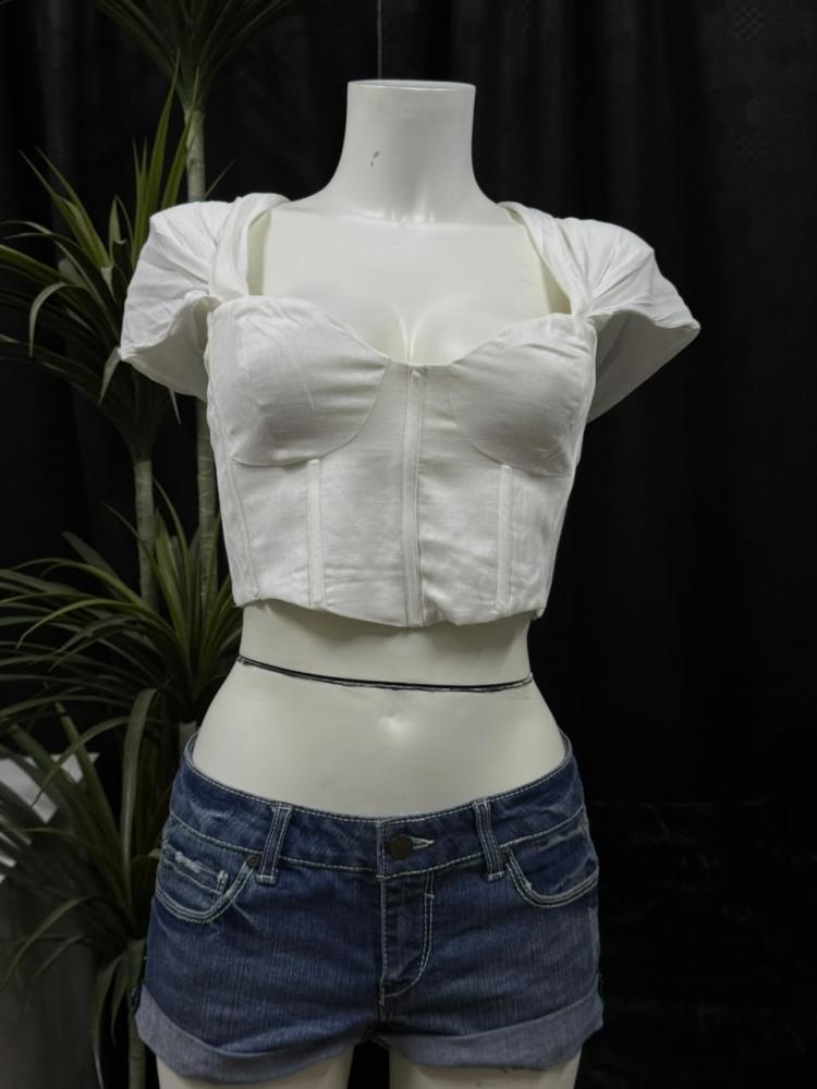 Beginning Boutique White Bustier Corset Crop Top - Size L (AU 12)