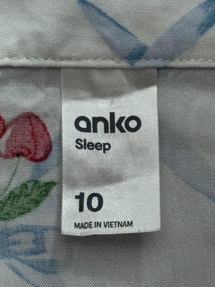 Anko Sleep White Cherry & Ribbon Print Pyjama Shirt - Size 10 (M)