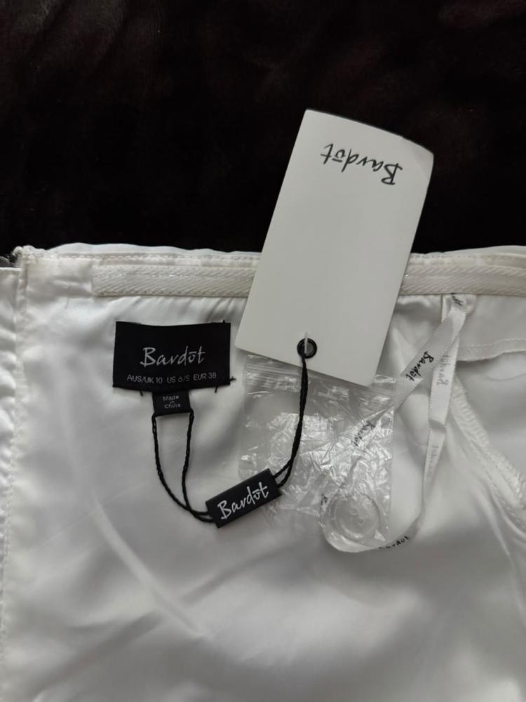 Bardot White Wrap Front Bell Sleeve Crop Top - Size S (US 6)