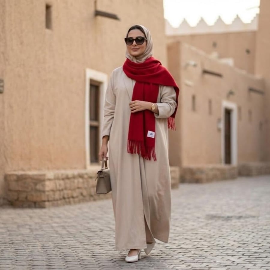 اسكارف شتوي عنابي
