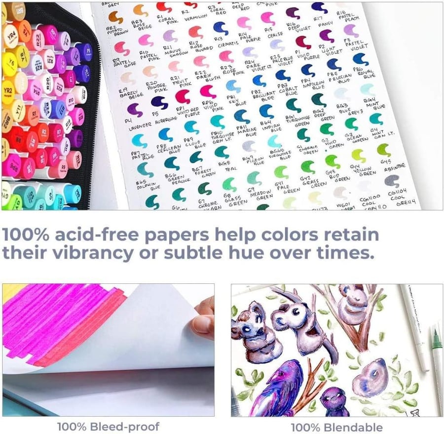 Ohuho Paper Sketchbook – Square Art Drawing Paper, 8.3 in × 8.3 in, 78 Sheets / 156 Pages, 120 lb / 200 gsm, Hardcover Sketchbook for Alcohol Markers, Heavyweight Drawing Pad, Christmas Gift