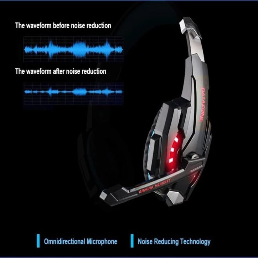Professional stereo gaming headset with microphone for laptop and smartphone from Datazone 3.5 mm jack volume control G9000 red wired over-ear