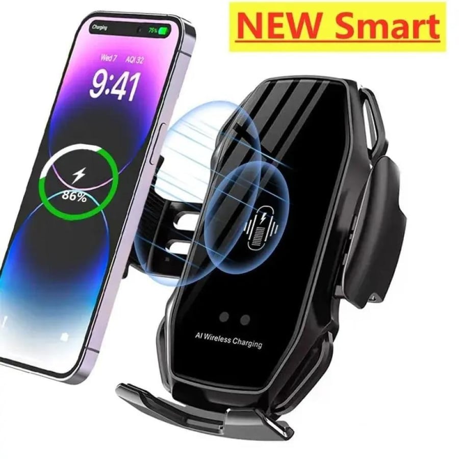 Wireless car charger with phone holder