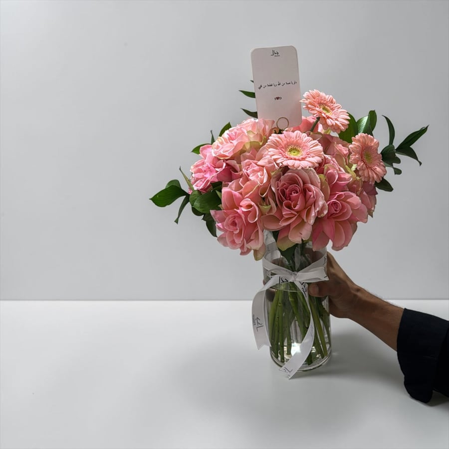 Pink flowers vase