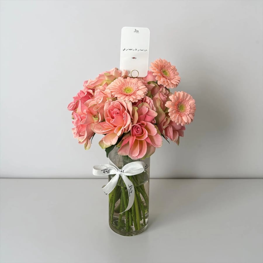 Pink flowers vase