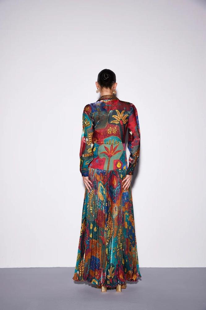 PLEATED MAXI DRESS