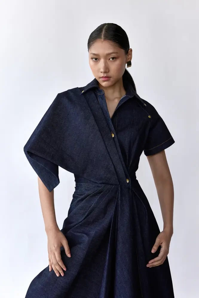 Denim asymmetric dress
