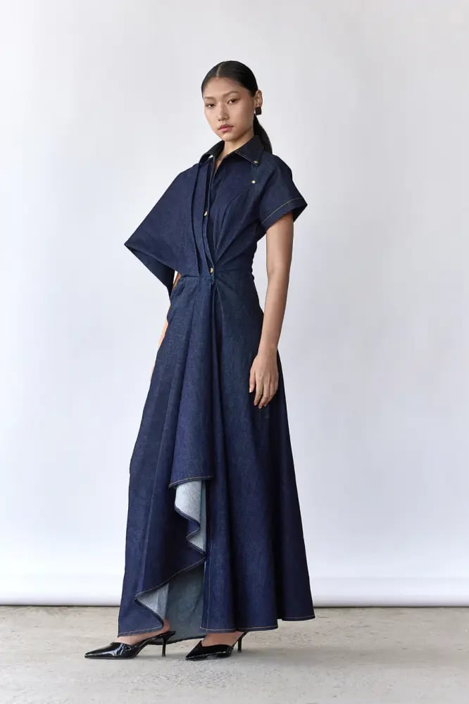 Denim asymmetric dress