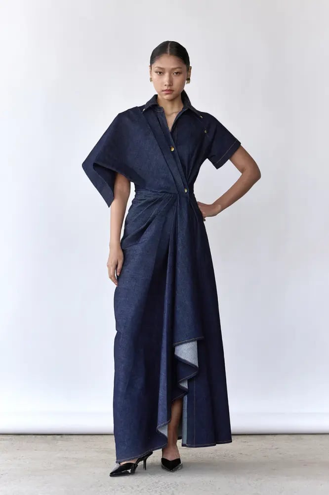 Denim asymmetric dress