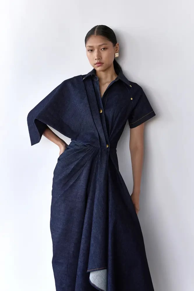 Denim asymmetric dress