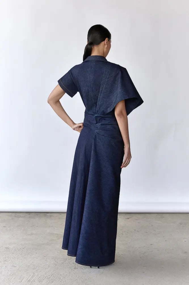 Denim asymmetric dress