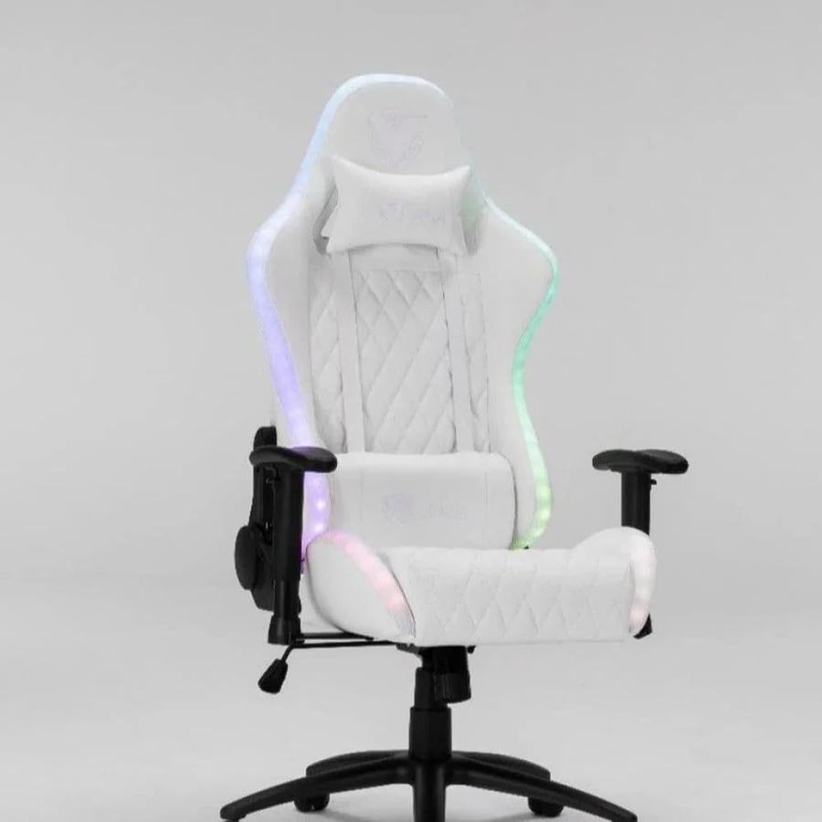 كرسي ألعاب RGB احترافي من ASA لون ابيض – مريح وداعم للظهر