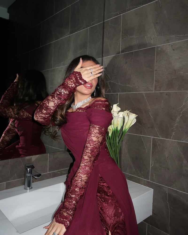 فستان لارين سهره عنابي