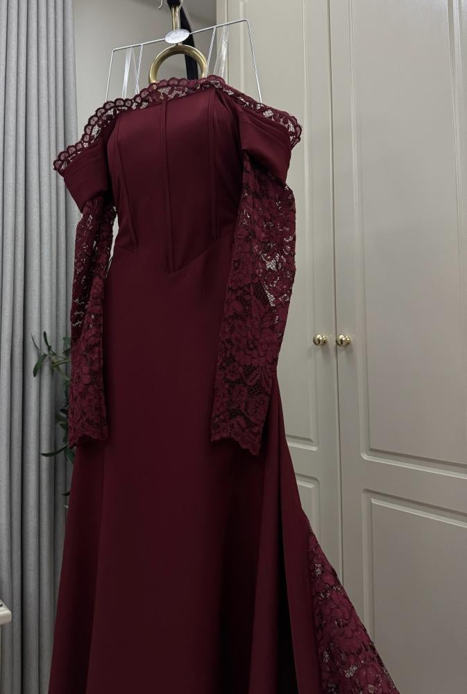فستان سهره عنابي