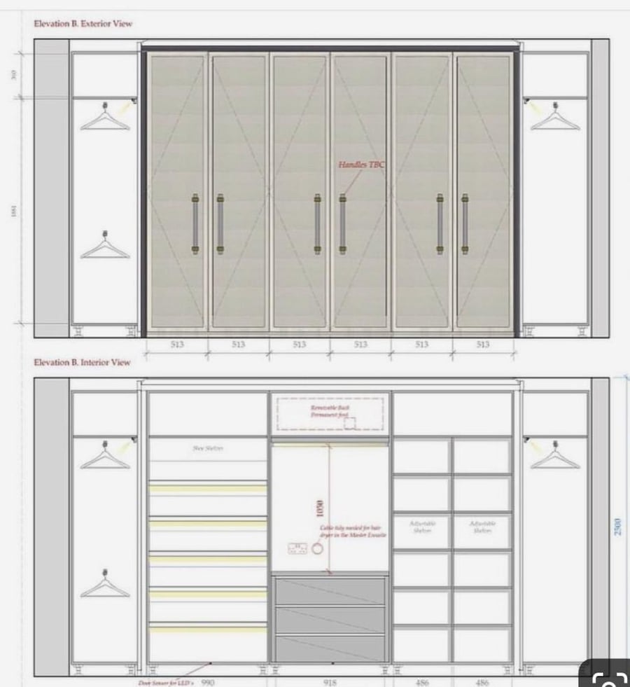 استشارة الخزائن والمطابخ (تصميم + Elevation)